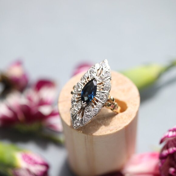 Diamond Sapphire Navette